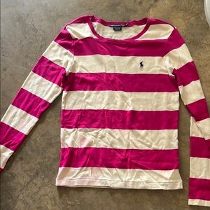 Ralph Lauren Fuchsia and Cream Striped Top
